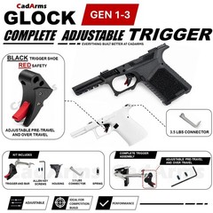 Glock Complete Adjustable Black Red Color Trigger 3.5 Connector G17 19 26 34