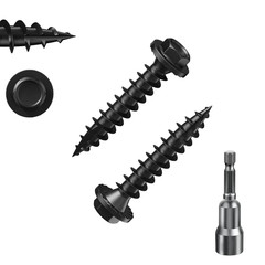(1 Lbs)#12 X 1-1/4 Black Hex Exterior Lag Screws,5.5X32Mm, Structural Wood Screw