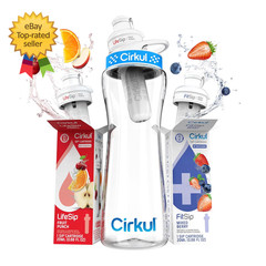 22Oz. Bpa-Free Plastic Water Bottle Starter Kit with Blue Lid 2 Flavor Cartridg