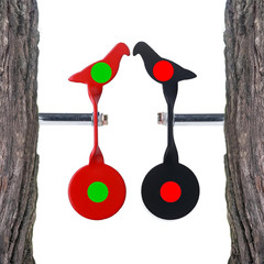 Auto-Reset Steel Shooting Targets with 360° Spin – Red & Black Bird Design for B