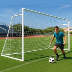 Heavy Duty Soccer Goal 16×7 ft 50mm Steel Tube with 6 Trainning Cones & 1 PE Net