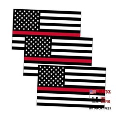 3 Pack Firefighter Thin Red Line Flag Sticker Vinyl Decal for 3×5 Inch 3 Pack