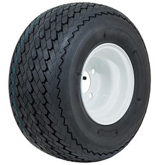 Set of 4 GTW 8″ Topspin Sawtooth Tire with White Steel Wheel Golf Cart Assembly