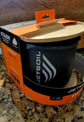NIB Jetboil Stash Portable Camping Cook Set Pot, Lid & Stuff Sack Black/Orange