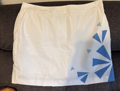 IZOD Women’s Athletic Golf Skort 12 New White Blue Geometric Zip Shorts Skirt