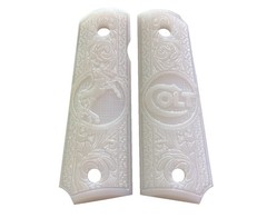 1911 Grips Engraved Textured – COLT Horse logo – White