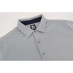Footjoy Golf Polo Shirt Mens Large Gray Navy Polka Dot Stretch Performance