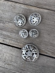 Sterling Silver Mexico 5 Piece Western Conchos