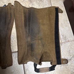 Perris Riding Childs CL Brown Equestrian Suede Half Chaps