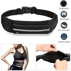 Pouch Waist Bag Running Belt Pack Sports Lycra Waterproof Adjustable w Reflector