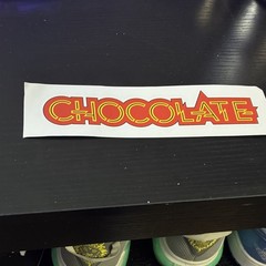 VINTAGE SKATE- CHOCOLATE Logo Sticker Red Yellow Design for Skateboard