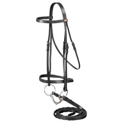TOUGH1 SILVER FOX LACED REIN SNAFFLE BRIDLE FULL BRAND NEW BLACK 1139-2