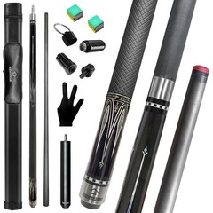 58″ Carbon Fiber Pool Cue W/ Leather Carry Bag & Extension for Billiards 21oz