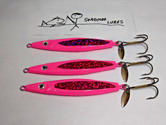 3 – 2 oz LEAD FLUTTER FISHING SPOONS SLAB LURES JIGGING CASTING PINK