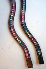 Bedazzled Bling WAVE Browband For English Bridle XL FULL COB PONY Rainbow pastel