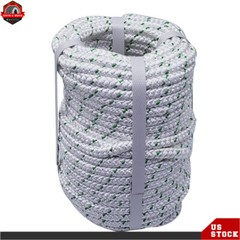 Double Braid Polyester Halyard Flagpole Rope Line White&Green 3/8»-100 Feet