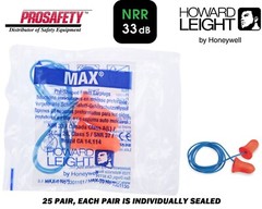 MAXIMUM Disposable Earplugs NRR33 CORDED Individually Sealed Sleep Aid 25 PAIR