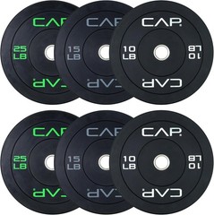 CAP 2-Inch Olympic Bumper Plate Weight Set | 100-370 Lbs | Multiple Colors | Sto