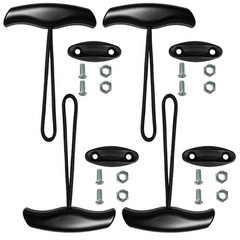 Zelerdo 4 Pack Kayak Carry Pull Handle T-Handle with Cord and 4 Black
