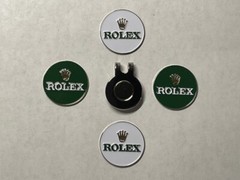 (4) Rare ROLEX 1″ Flat Coin Style Golf Markers With BONUS Hat Clip – A Beauty!