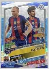 Match Attax UEFA Andre Gomes, Andres Iniesta. Midfield Duo. FC Barcelona
