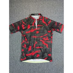 Panache Mens Red Olive Green Camo Cycling Jersey Full Zip Short Sleeve Large