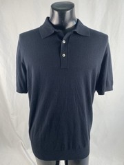 Rhoback Harbor Stretch Sweater Polo Mens Medium Black Cotton-Poly Blend NWT $128