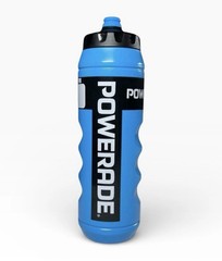 Powerade 32oz Blue/Black Plastic LDPE Squeeze Bottle Reusable Push Cap