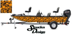 Black Orange Skulls Graphic Texture Fishing Bass Boat Wrap Decal Vinyl Pontoon