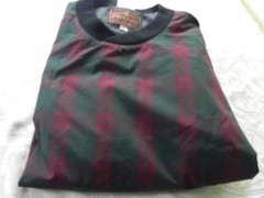 VTG Men’s PROQUIP V Neck Wind Weather Pullover Red Green Plaid Black Trim XL