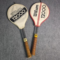 2 Wilson T2000 Vintage Tennis Racquets With Covers Steel Metal Retro Match Pair