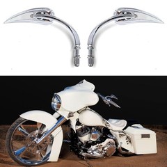 Motorcycle Mirror,10mm Motorbike Rear View Mirror Irregular Chrome Leaf Shape