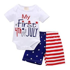Newborn Infant Baby Boy 4th of July Shorts Set 0-3 Months My First 4th of July