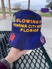 Panama City Beach Glow In Dark Kids Bucket Hat Royal BlueSea Creatures & letters