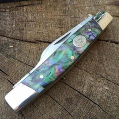 NEW Pocket Knife Classic Stockman Abalone 4″ Purple Pearl 3 Folding Blade Hunter