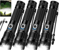 4-Pack Rechargeable Flashlights High Lumens – 990,000 LM Super Bright Adjustable