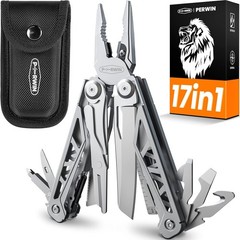 Multitool 17-in-1 Stainless Steel Pocket Knife with Self-Locking Pliers Camping