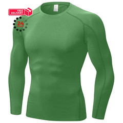 Yuerlian Men’s Compression Shirts Long Sleeve Workout Medium, 1-kelly Green