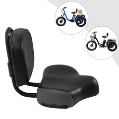 Bicycle Bike Tricycle Saddle Seat Rest Seat Cushion Pad w/ Backrest Black Grey