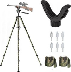 Lightweight Shooting Tripod Ground Spikes Gun Support for Target Practice Field