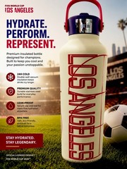 Limited FIFA 32 fl oz Insulated Leakproof BPA Free Stainless Steel Water Bottle