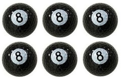 6x Eight Ball Golf Balls – Billiard Pool Novelty 8 Balls Gift – Bulk Lot – NEW!