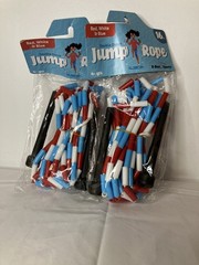 Two 16 Foot Beaded/Segmented Jump Ropes Red White Blue Double Dutch – Set of 2
