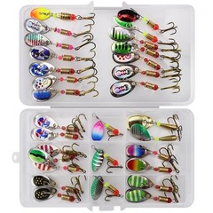 30 PCS Fishing Lures Metal Spinner Baits Bass Tackle Crankbait Trout Spoon Trout