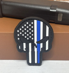Punisher PVC Patch, Skull Tactical Morale Gun Thin Blue Line Punisher Patch