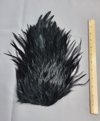 Lot 187, Dyed Black X-Large India Rooster Streamer Saddle Feathers