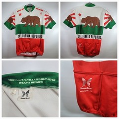 RARE VINTAGE SHAVERSPORT MICROPELLE CALIFORNIA REPUBLIC BEAR CYCLING JERSEY Sz L