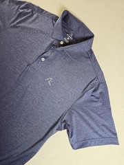 Rhoback Mens Golf Polo Shirt Medium Blue Performance Athletic Solid Microfiber