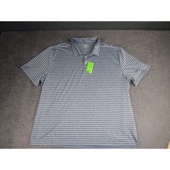 Crown & Ivy Golf Mens XXL Blue Striped Short Sleeve Polo Shirt New