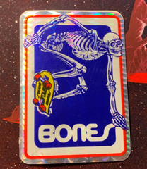 BONES BOARDS VINTAGE 1980’s SURF & SKATEBOARD DECAL STICKER 2.5″x 3.5″ NOS